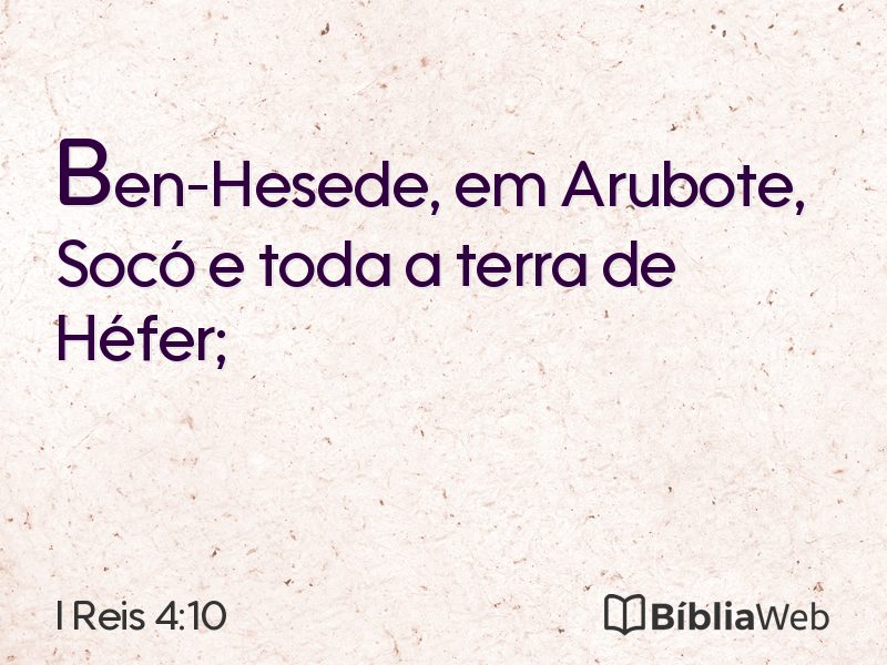 I Reis 4:10 em imagem para compartilhar