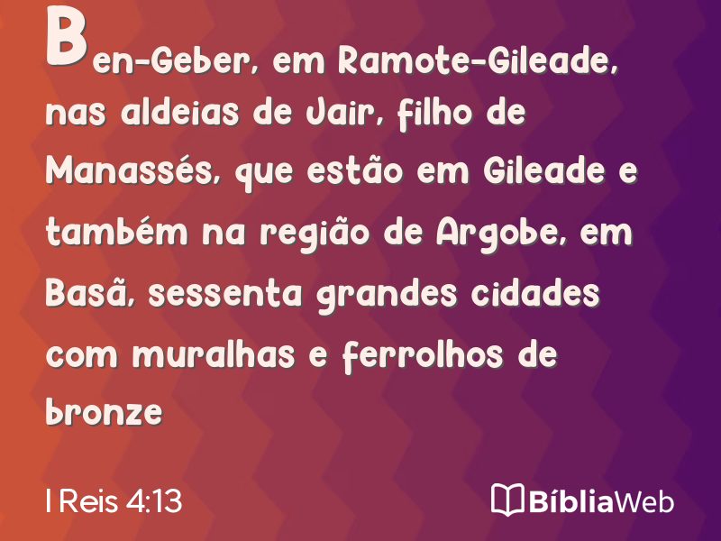 I Reis 4:13 em imagem para compartilhar