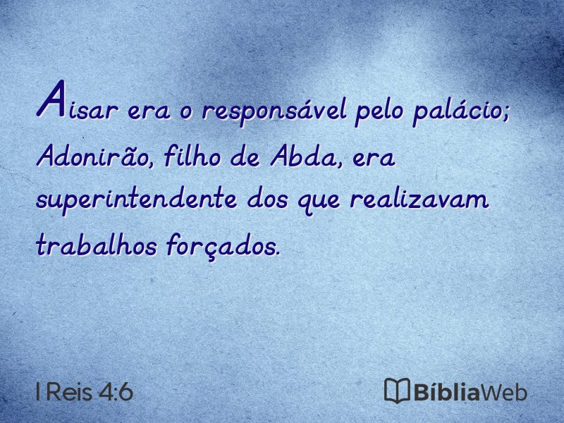 I Reis 4:6 em imagem para compartilhar