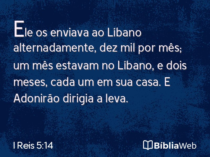 I Reis 5:14 em imagem para compartilhar