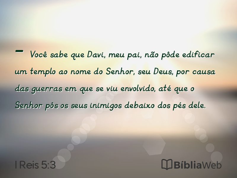 I Reis 5:3 em imagem para compartilhar