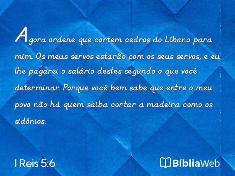 I Reis 5:6 em imagem para compartilhar