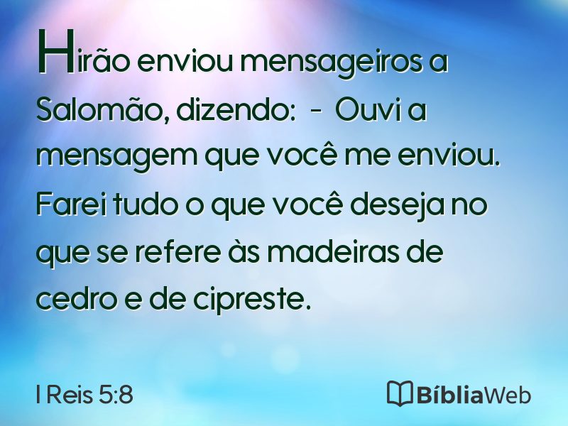 I Reis 5:8 em imagem para compartilhar