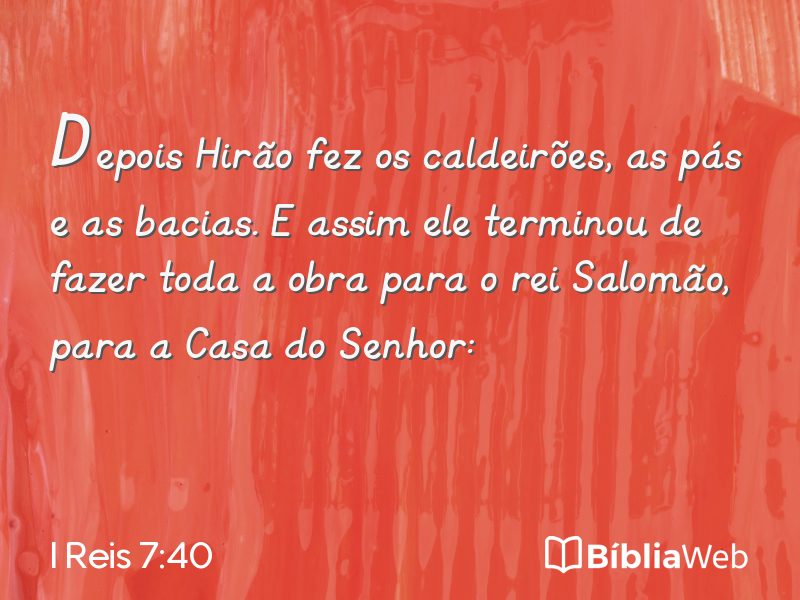 I Reis 7:40 em imagem para compartilhar