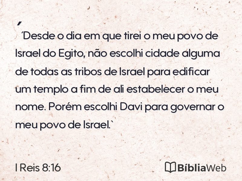 I Reis 8:16 em imagem para compartilhar