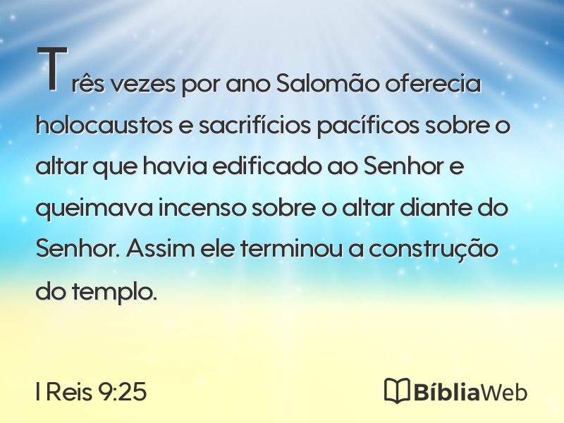 I Reis 9:25 em imagem para compartilhar