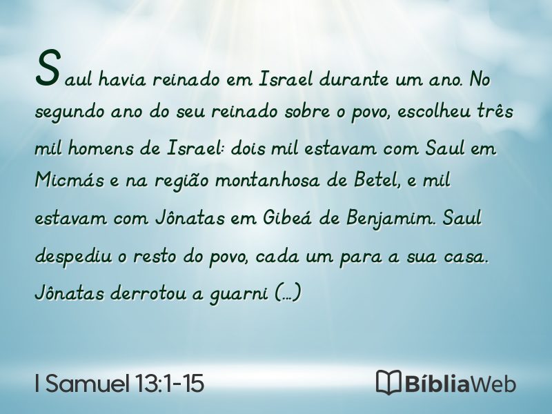 I Samuel 13:1-15 em imagem para compartilhar