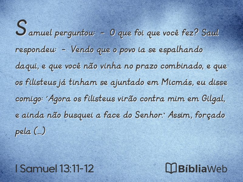 I Samuel 13:11-12 em imagem para compartilhar
