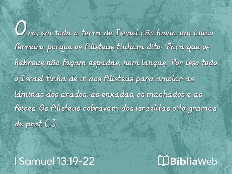 I Samuel 13:19-22 em imagem para compartilhar