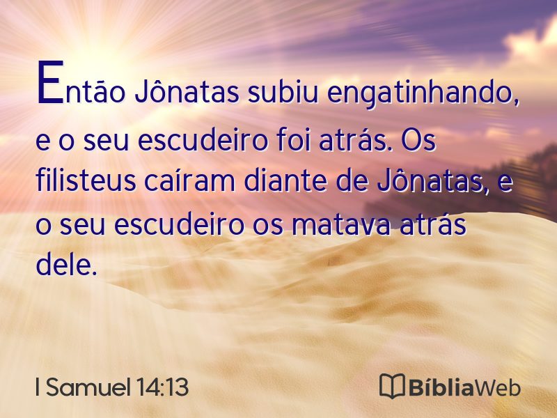 I Samuel 14:13 em imagem para compartilhar