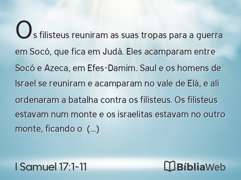 I Samuel 17:1-11 em imagem para compartilhar