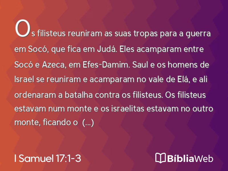 I Samuel 17:1-3 em imagem para compartilhar