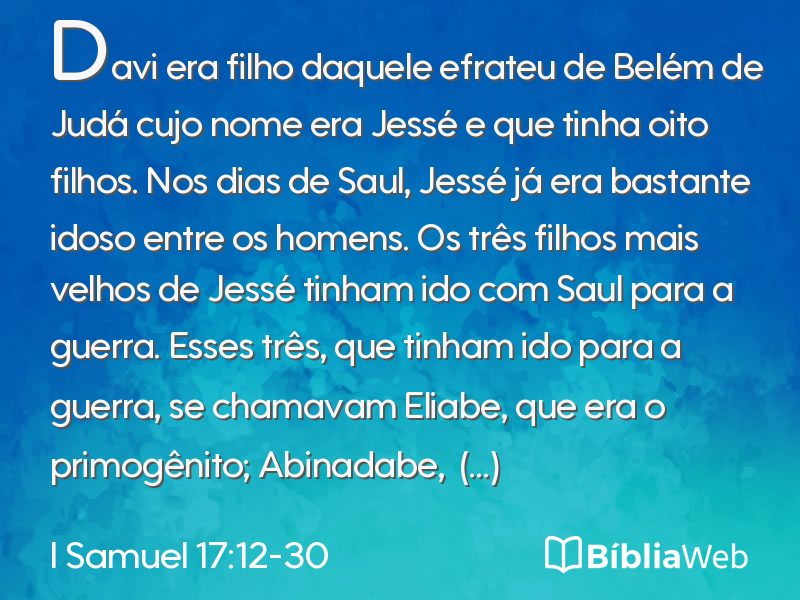 I Samuel 17:12-30 em imagem para compartilhar