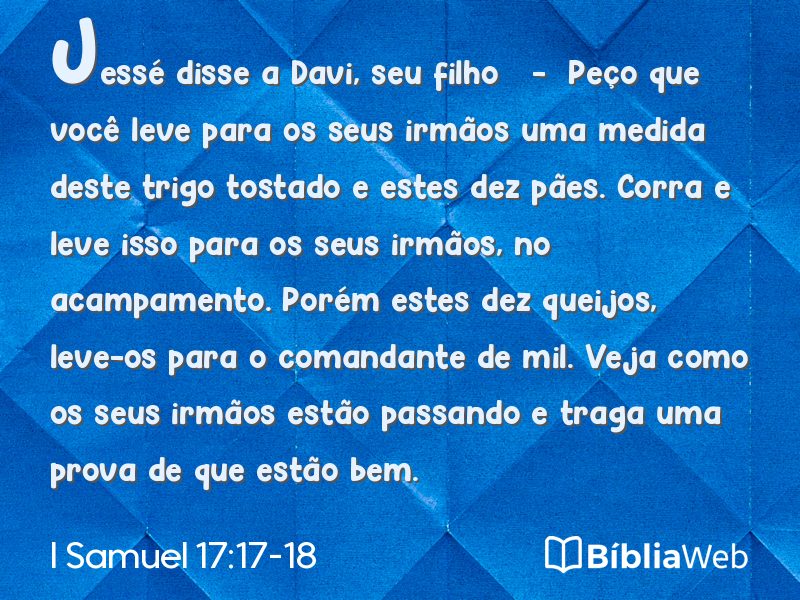 I Samuel 17:17-18 em imagem para compartilhar
