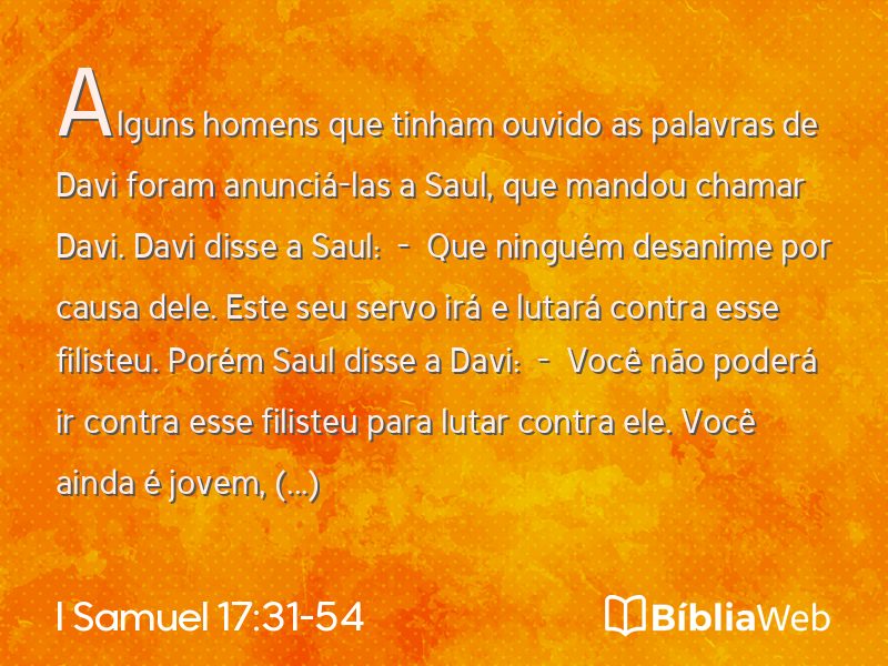 I Samuel 17:31-54 em imagem para compartilhar