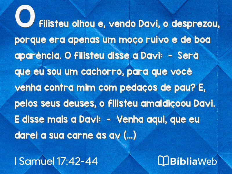 I Samuel 17:42-44 em imagem para compartilhar