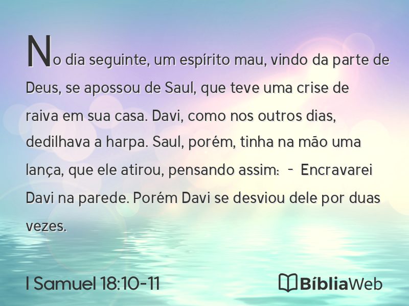 I Samuel 18:10-11 em imagem para compartilhar