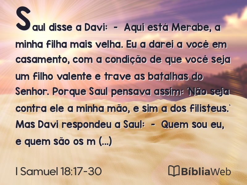I Samuel 18:17-30 em imagem para compartilhar