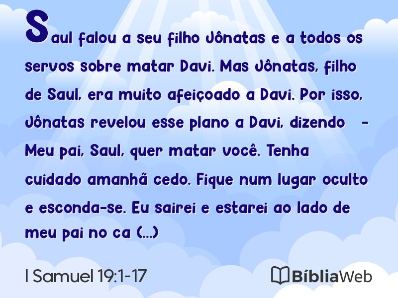 I Samuel 19:1-17 em imagem para compartilhar