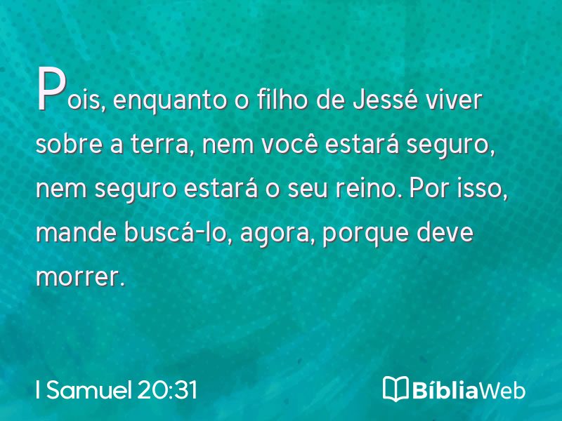 I Samuel 20:31 em imagem para compartilhar