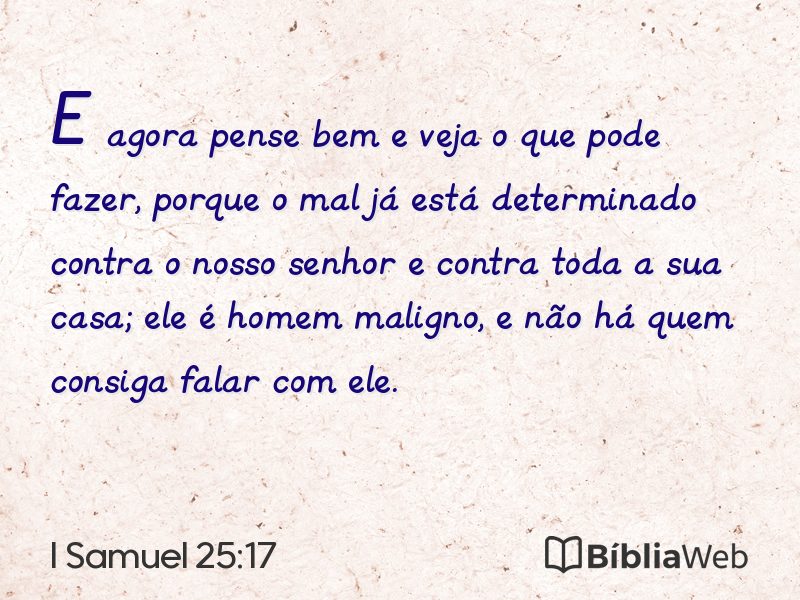 I Samuel 25:17 em imagem para compartilhar