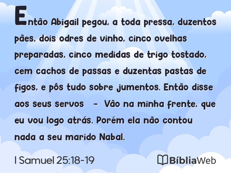 I Samuel 25:18-19 em imagem para compartilhar