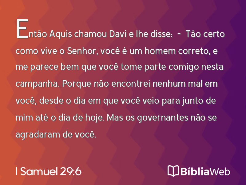 I Samuel 29:6 em imagem para compartilhar