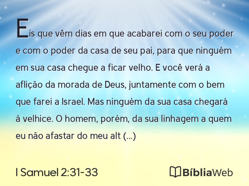 I Samuel 2:31-33 em imagem para compartilhar