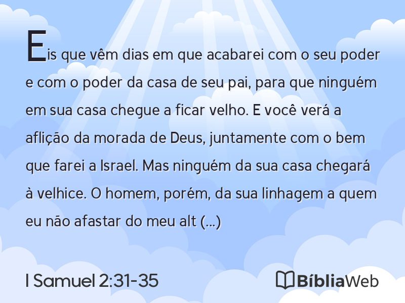 I Samuel 2:31-35 em imagem para compartilhar