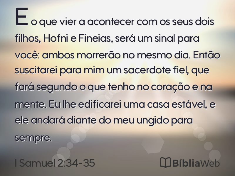 I Samuel 2:34-35 em imagem para compartilhar
