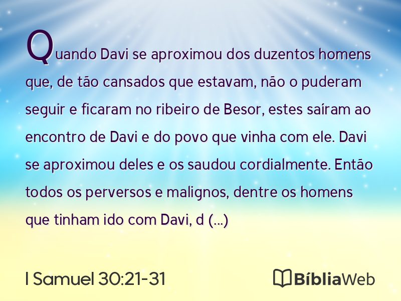 I Samuel 30:21-31 em imagem para compartilhar