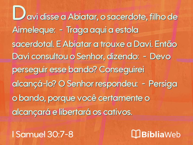 I Samuel 30:7-8 em imagem para compartilhar