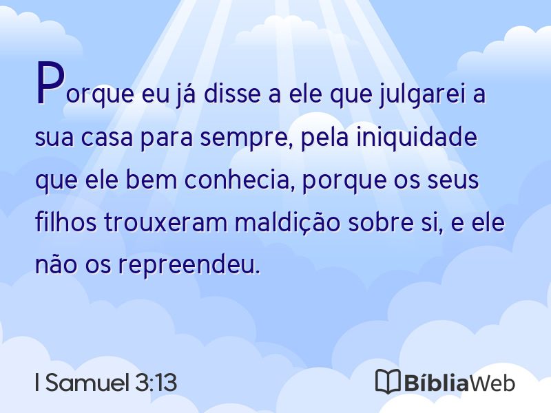 I Samuel 3:13 em imagem para compartilhar