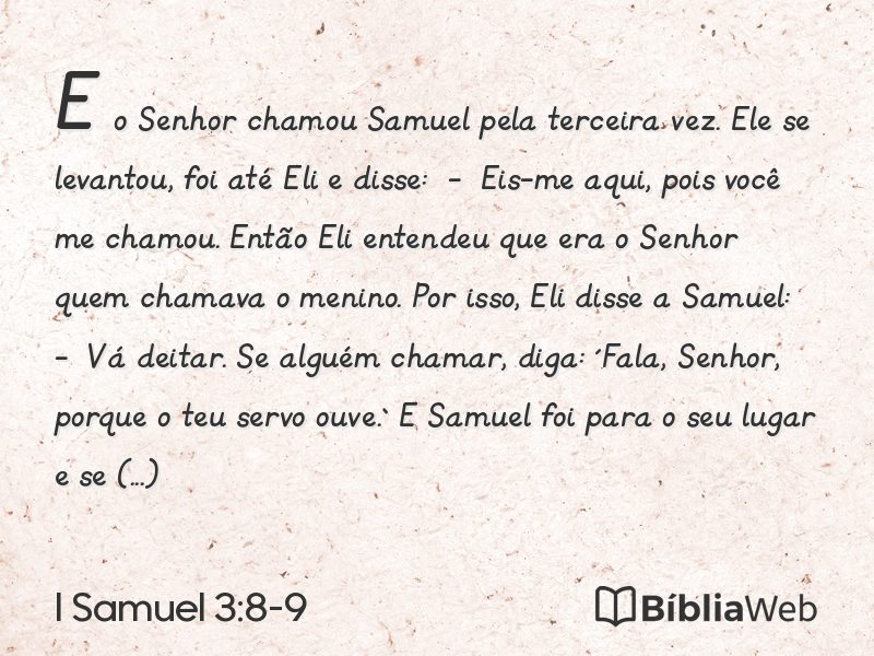 I Samuel 3:8-9 em imagem para compartilhar