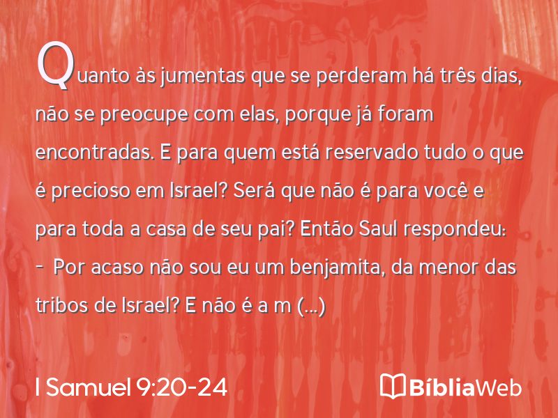 I Samuel 9:20-24 em imagem para compartilhar