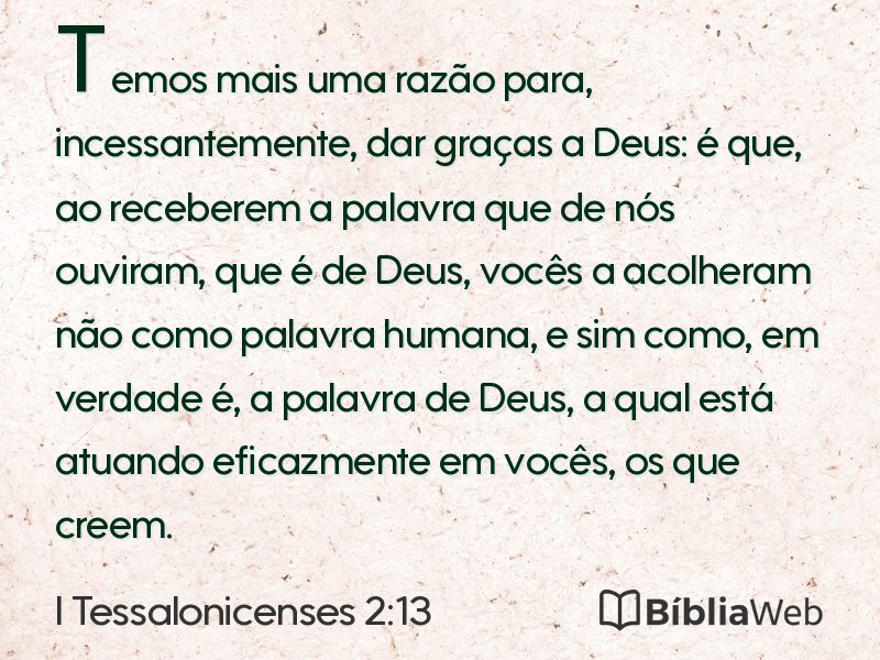 I Tessalonicenses 2:13 em imagem para compartilhar