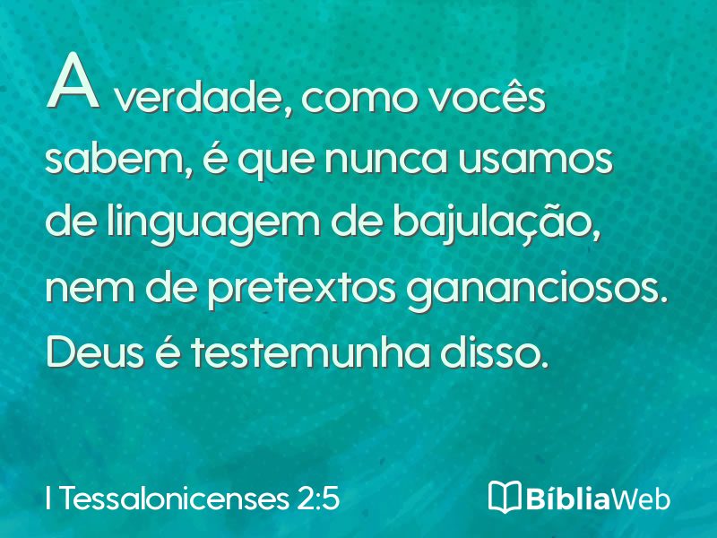 I Tessalonicenses 2:5 em imagem para compartilhar