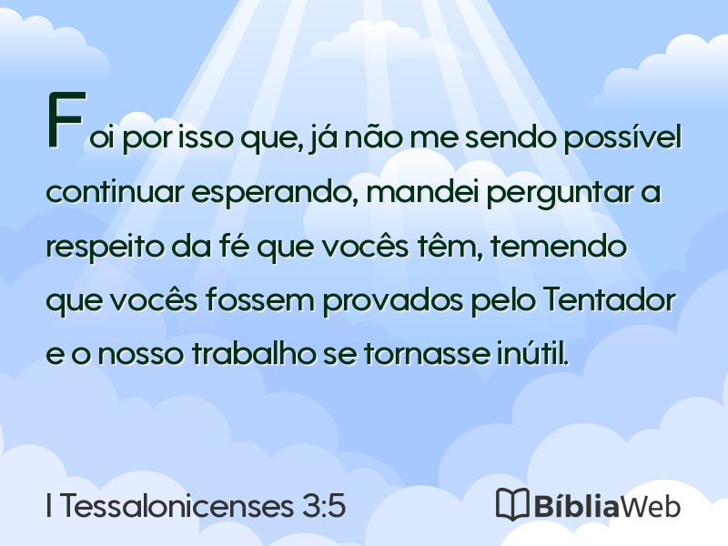 I Tessalonicenses 3:5 em imagem para compartilhar