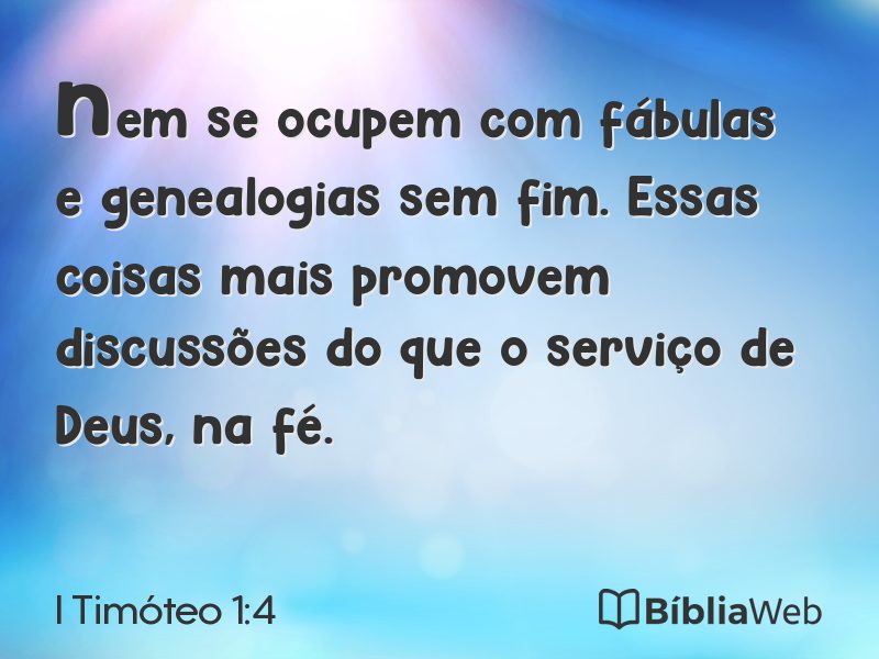 I Timóteo 1:4 em imagem para compartilhar
