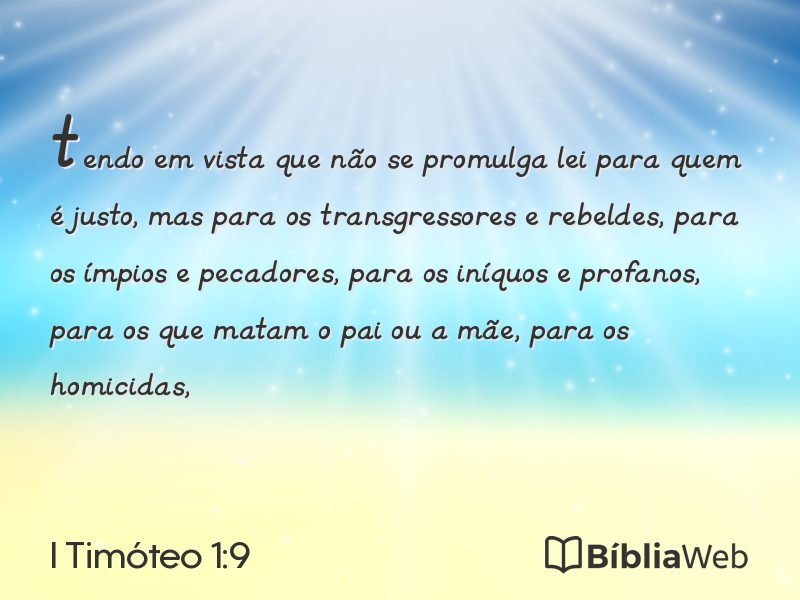 I Timóteo 1:9 em imagem para compartilhar
