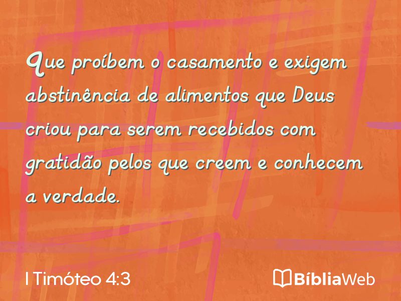 I Timóteo 4:3 em imagem para compartilhar