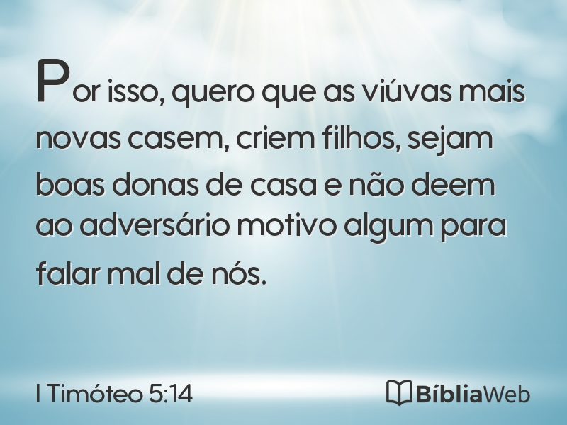 I Timóteo 5:14 em imagem para compartilhar