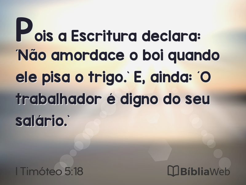 I Timóteo 5:18 em imagem para compartilhar