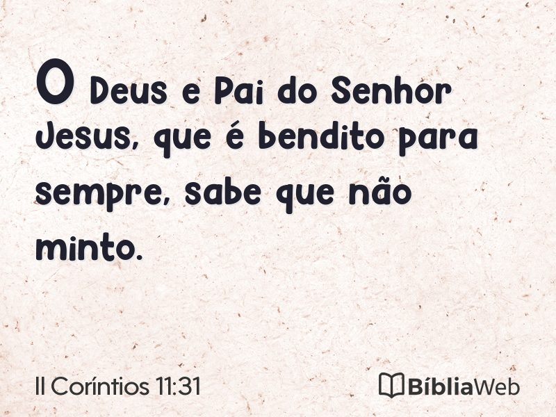 II Coríntios 11:31 em imagem para compartilhar