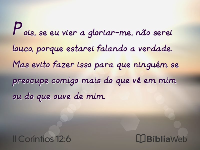 II Coríntios 12:6 em imagem para compartilhar