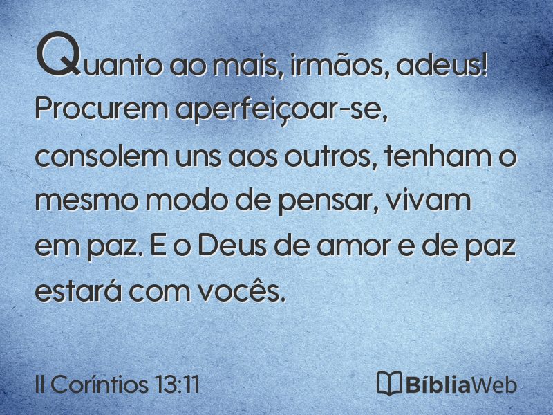 II Coríntios 13:11 em imagem para compartilhar