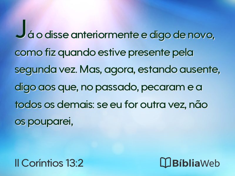 II Coríntios 13:2 em imagem para compartilhar