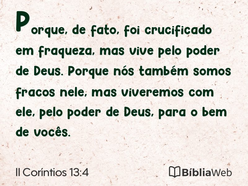 II Coríntios 13:4 em imagem para compartilhar