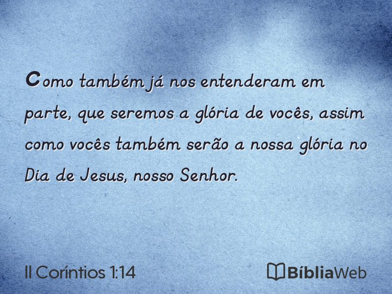 II Coríntios 1:14 em imagem para compartilhar