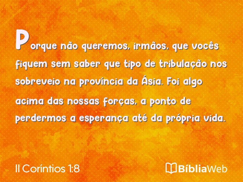 II Coríntios 1:8 em imagem para compartilhar